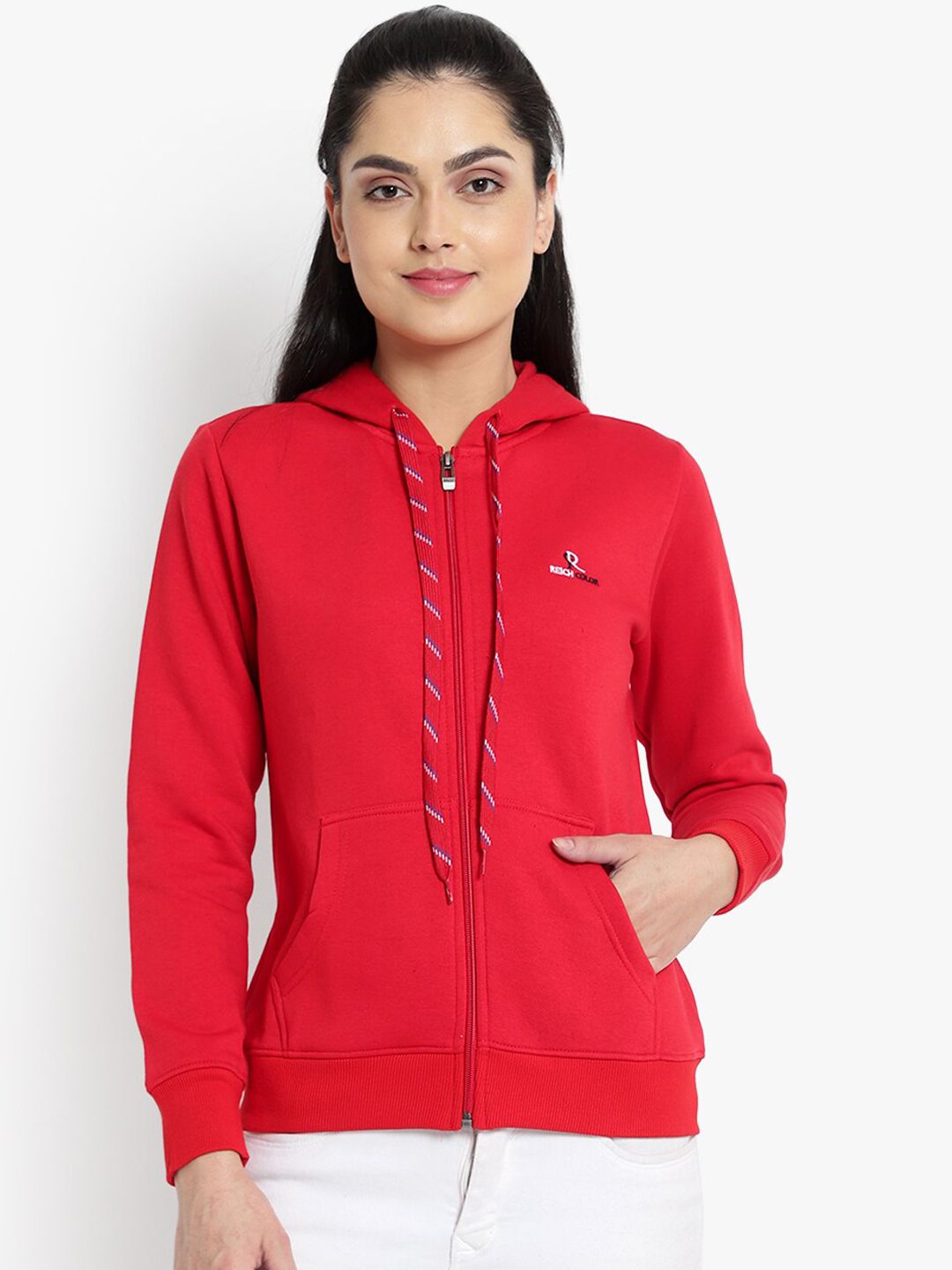 Reich Color Women Red Hooded Sweatshirt Price in India