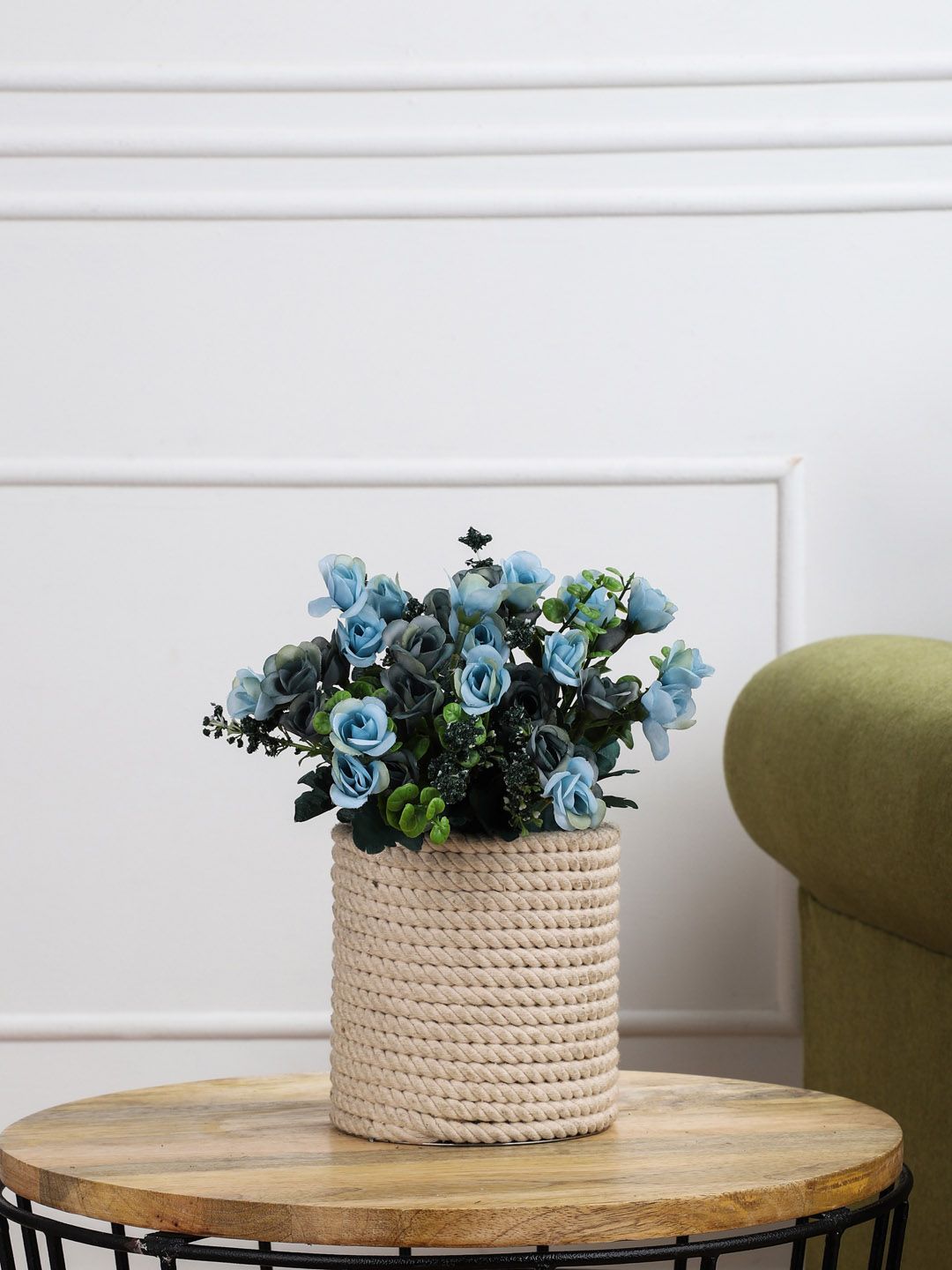 OddCroft Set Of 2 Blue & Green Artificial Rose Buds Bunch Price in India
