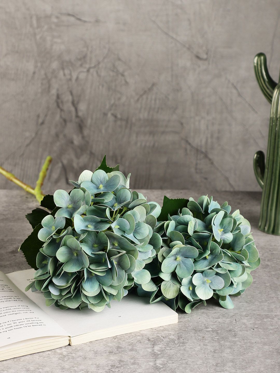 OddCroft Teal Blue & Green Hydrangea Artificial Flowers Price in India