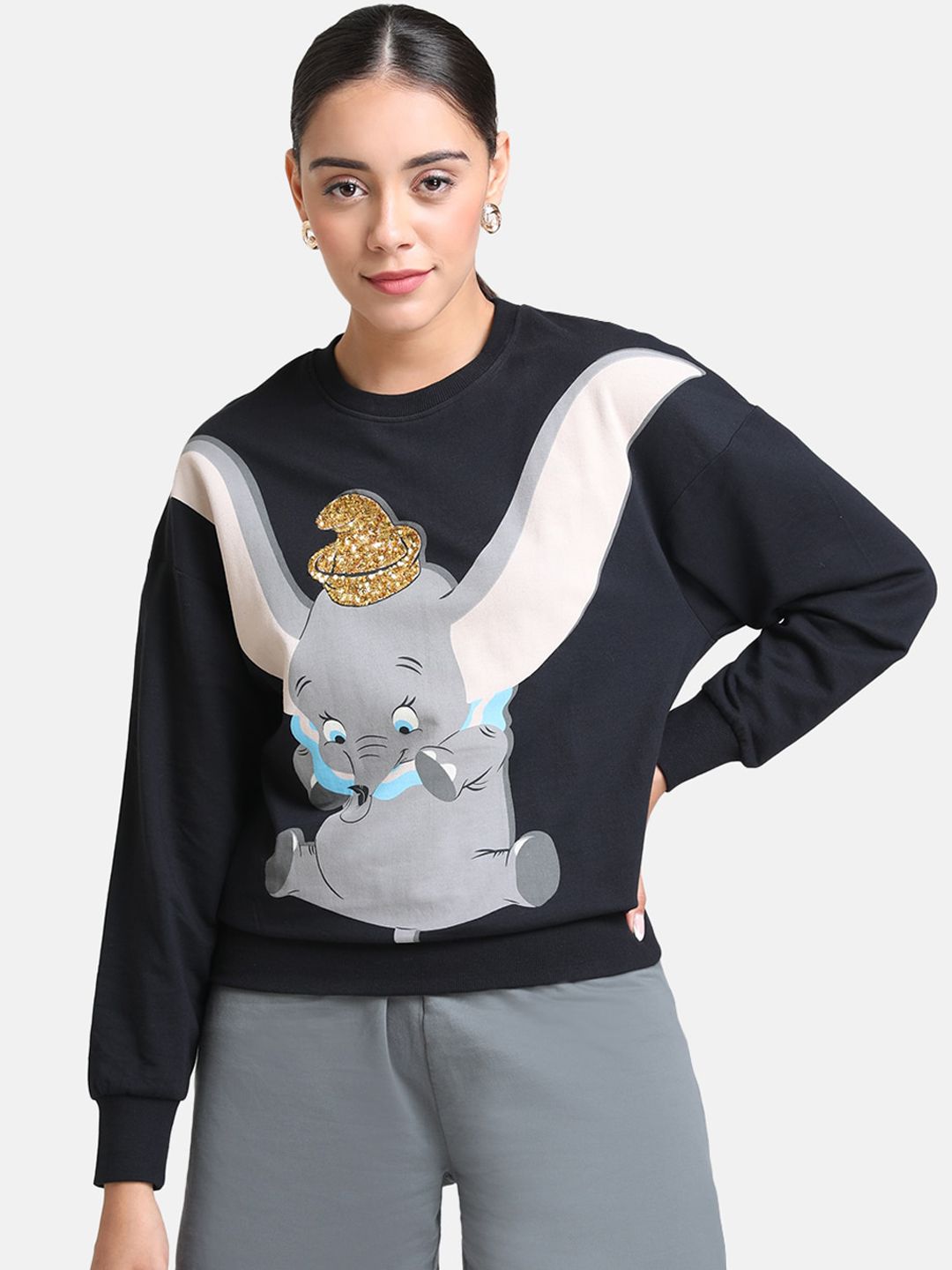 Kazo Women Grey Printed Sweatshirt Price in India
