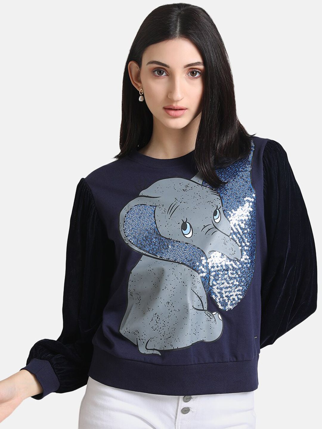 Kazo Women Blue Printed Sweatshirt Price in India