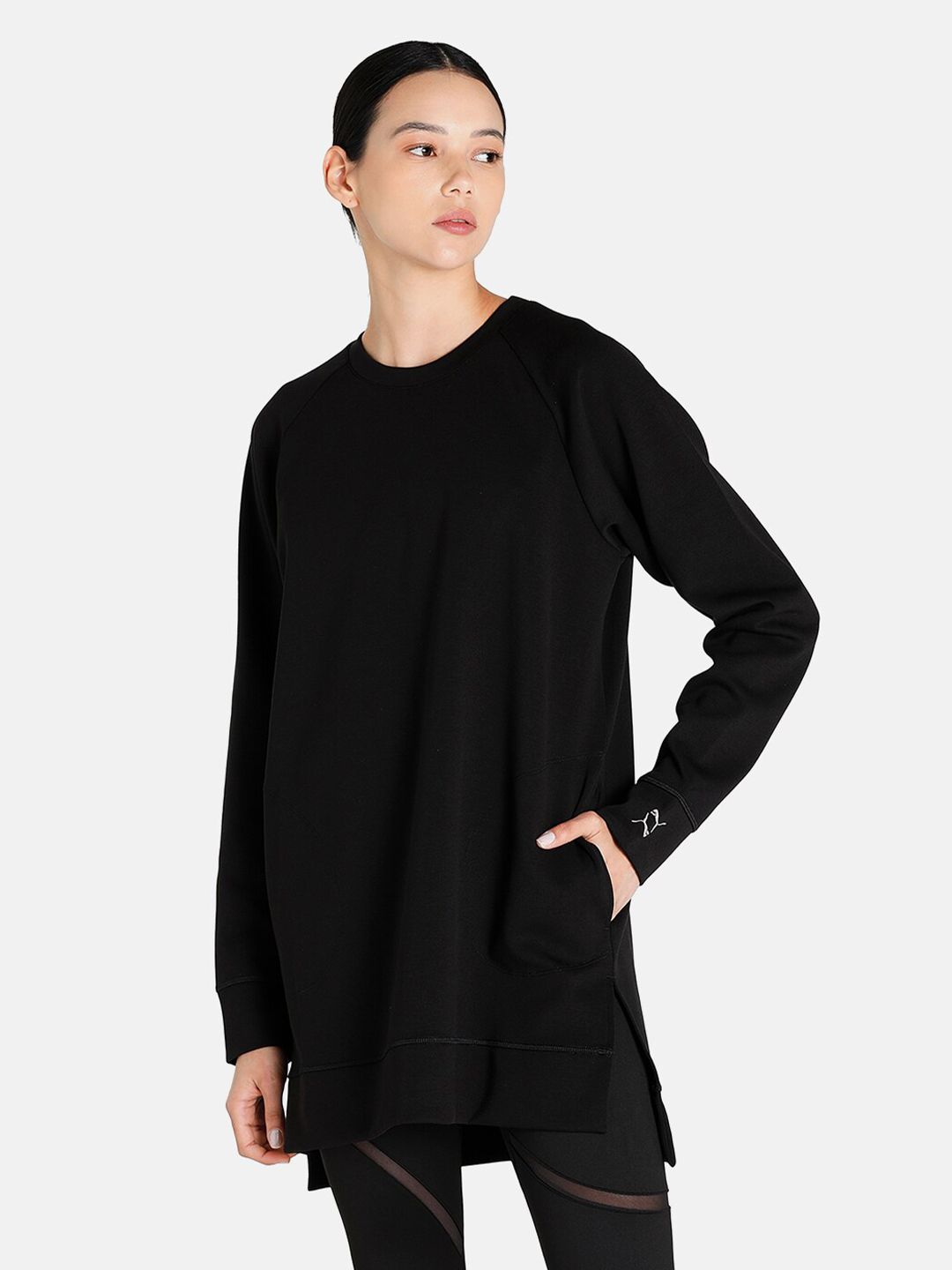 Puma Women Black EXHALE Oversized Relaxed Fit Yoga T-shirt Price in India