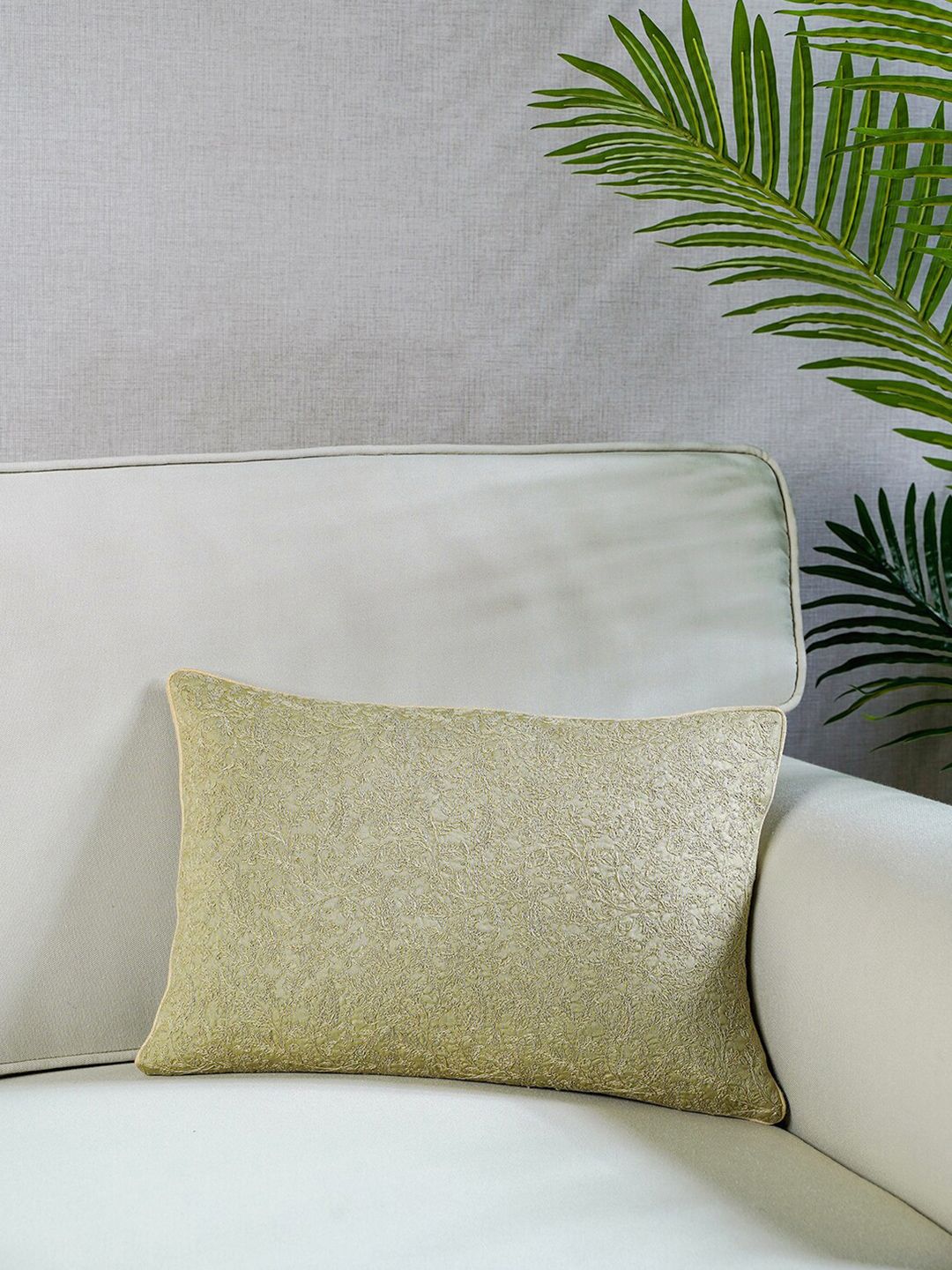 Pure Home and Living Gold-Toned Embroidered Gaura Rectangle Cushion Covers Price in India