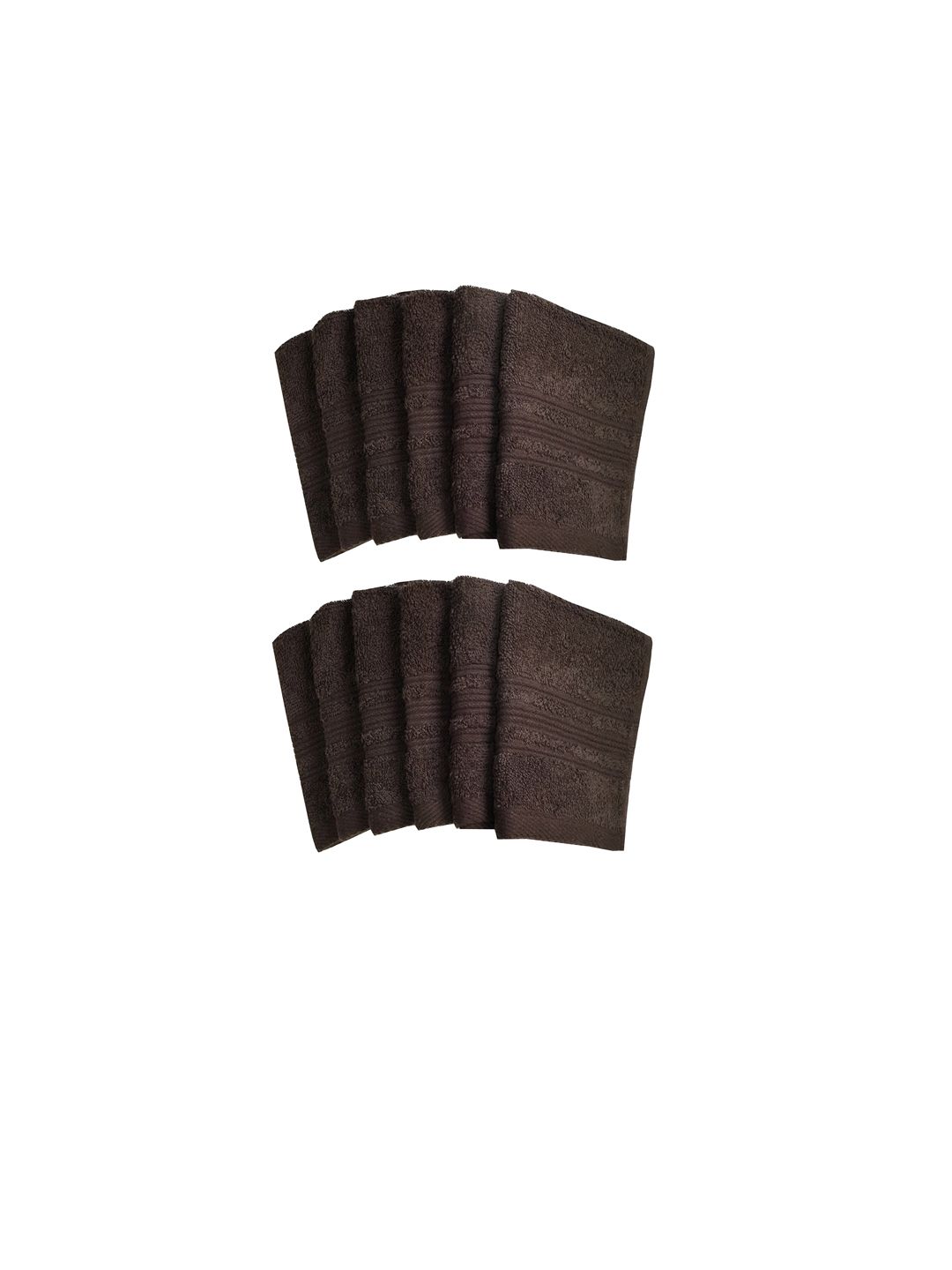 Lushomes Set of 12 Coffee Brown Solid 450 GSM Cotton Hand Towels Price in India