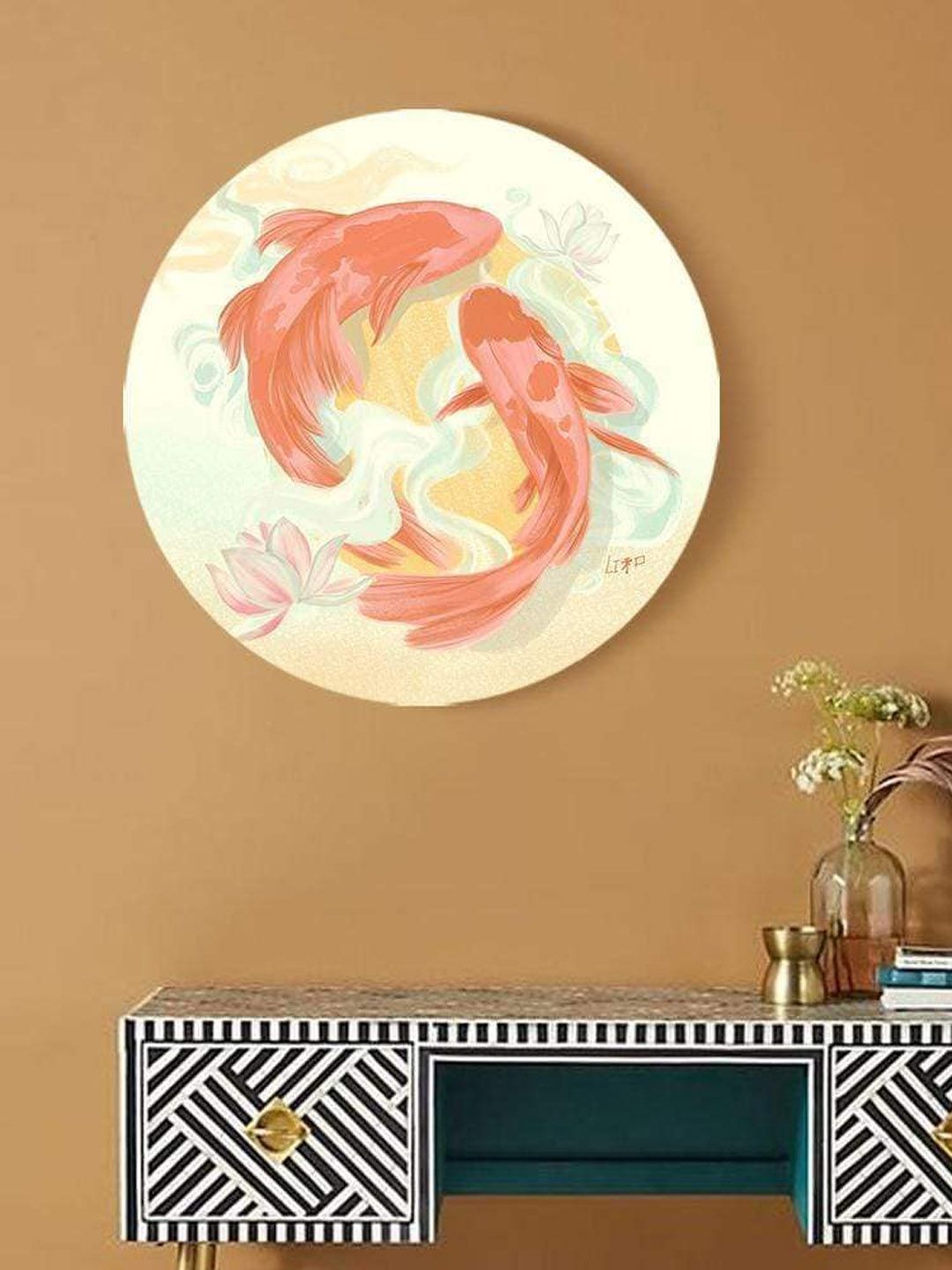 THE ARTMENT Prosperity with Koi Matte Finish Canvas-Large Price in India