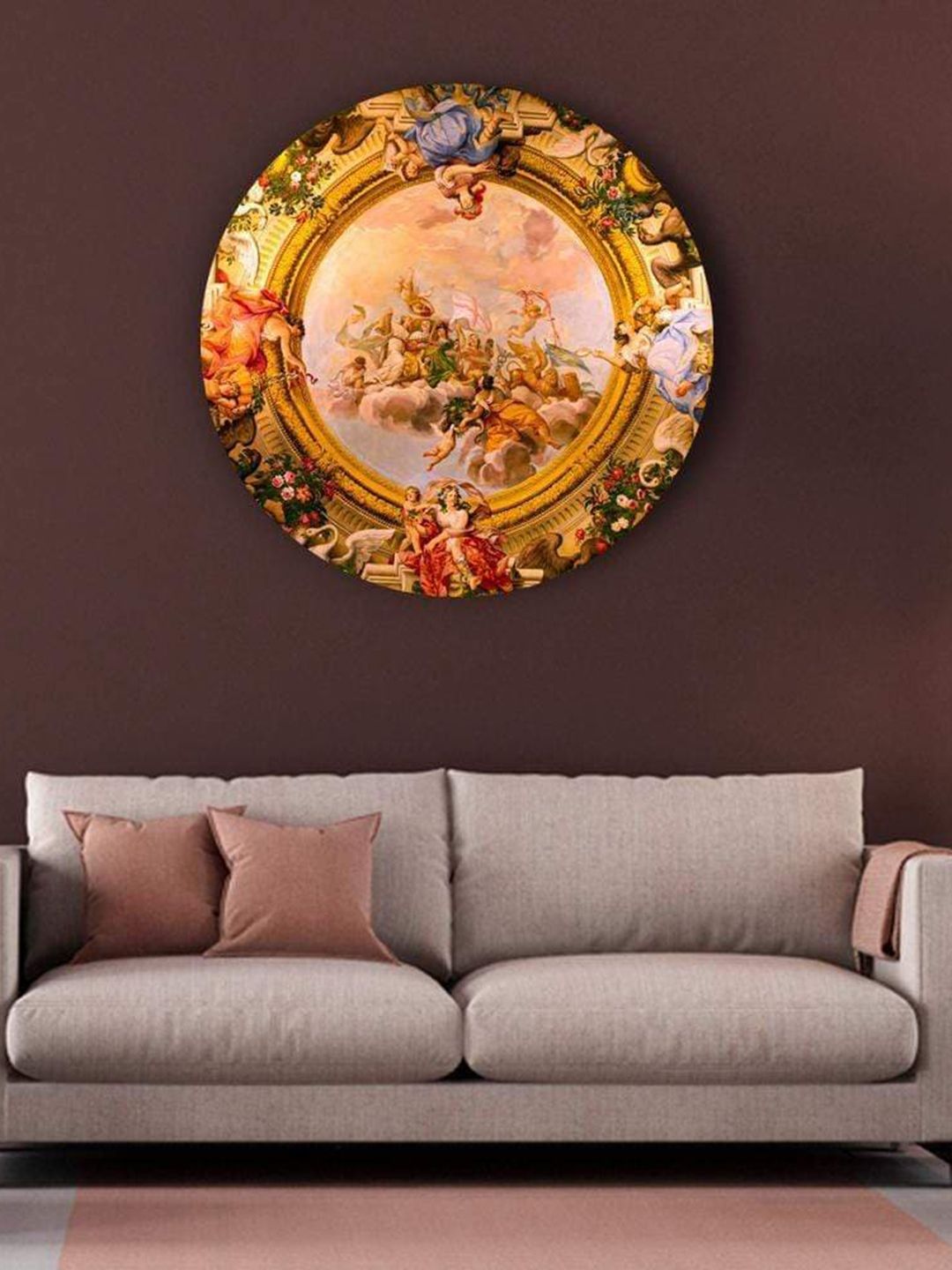 THE ARTMENT Gold Matte Finish Palazzo Pepoli Detailed Ceiling Canvas Wall Art Price in India
