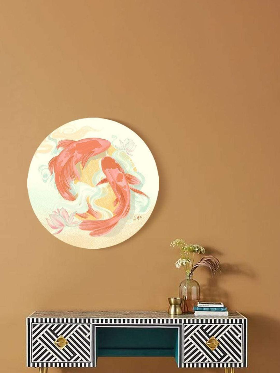 THE ARTMENT Multi Matte Finish Prosperity with Koi Canvas Wall Art Price in India