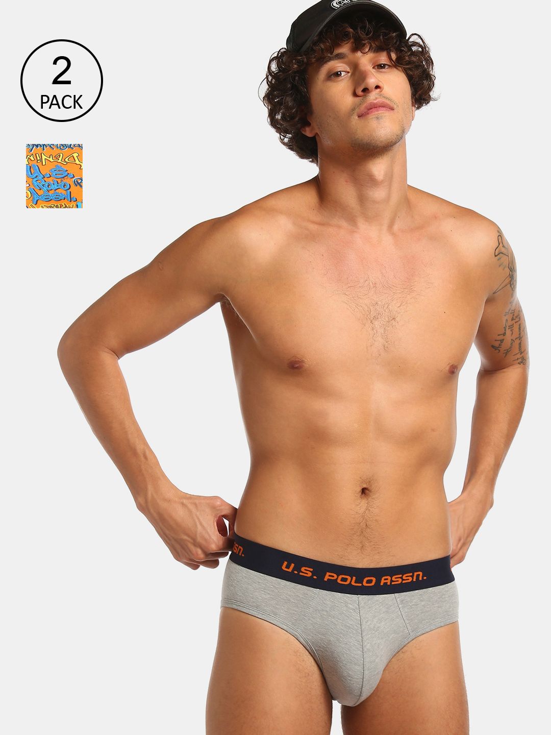 U.S. Polo Assn. Men Assorted Elasticized Waist Briefs - Pack Of 2