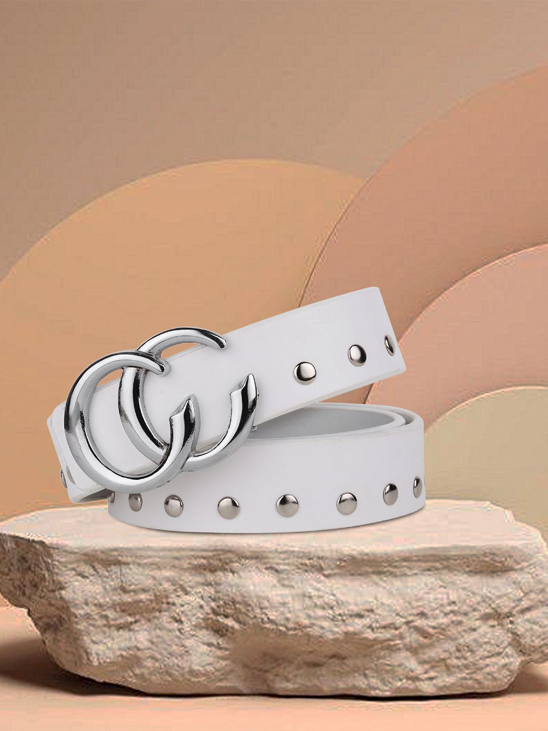 Kastner Women White & Silver-Toned Textured Belt Price in India