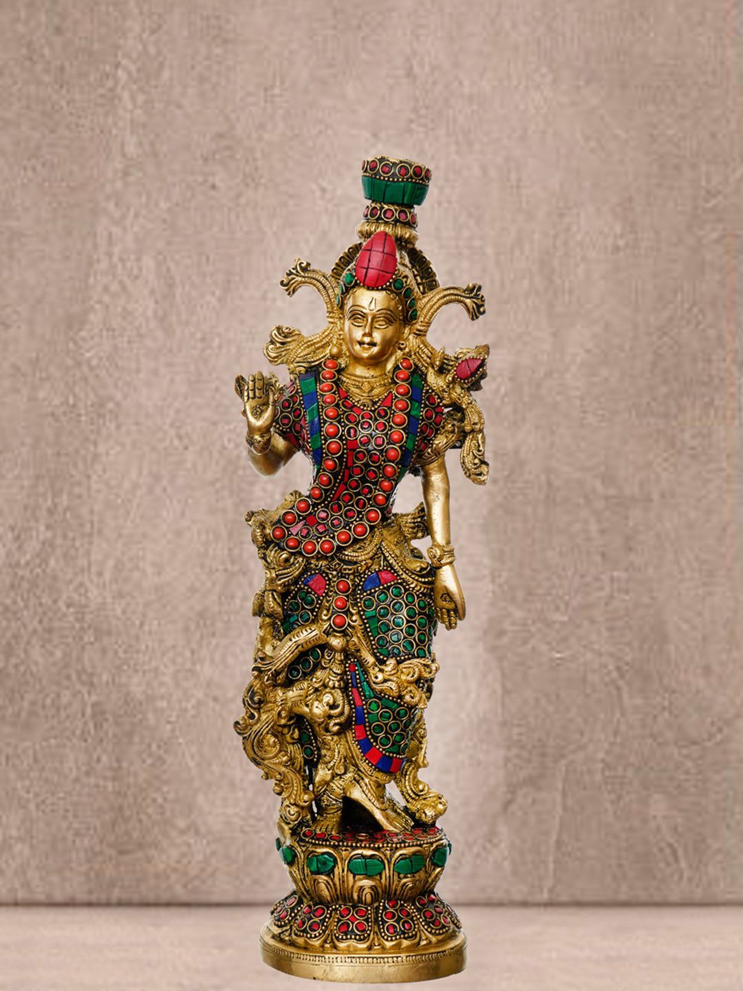 eCraftIndia Goddess Radha Handcrafted Brass Idol with Stone Work Price in India