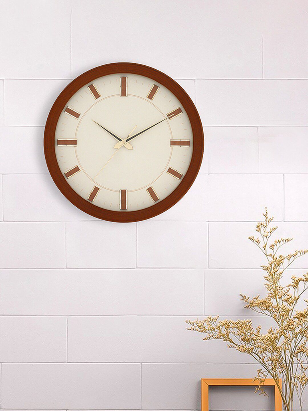 eCraftIndia Brown & White Contemporary Wall Clock Price in India