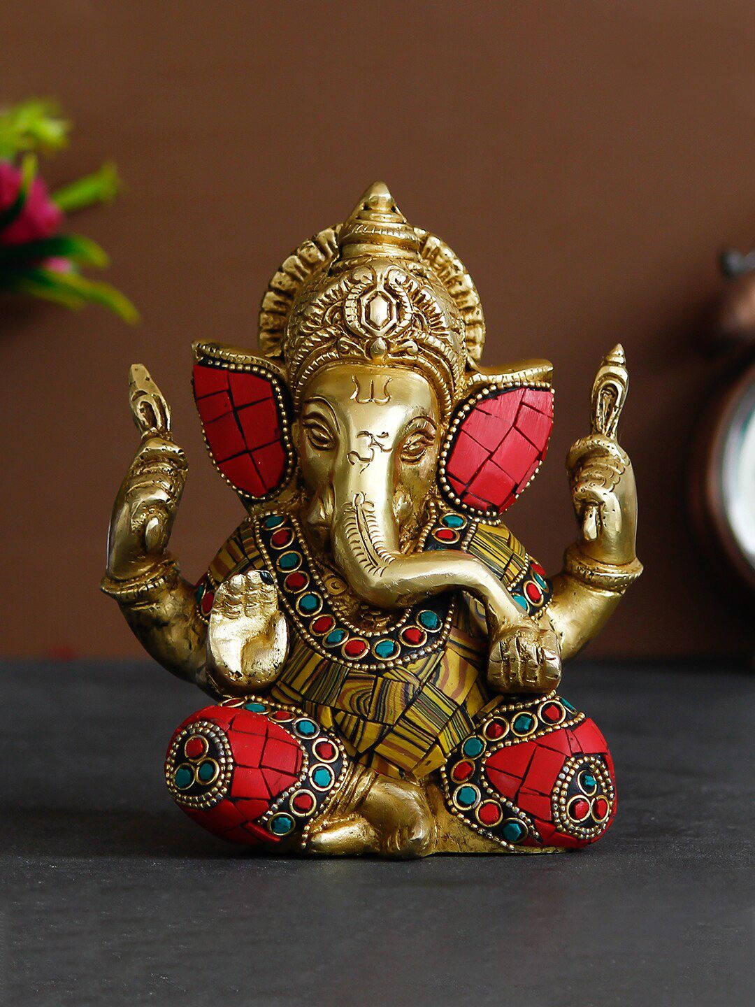 eCraftIndia Gold-Toned Lord Ganesha Handcrafted Idol Showpiece Price in India