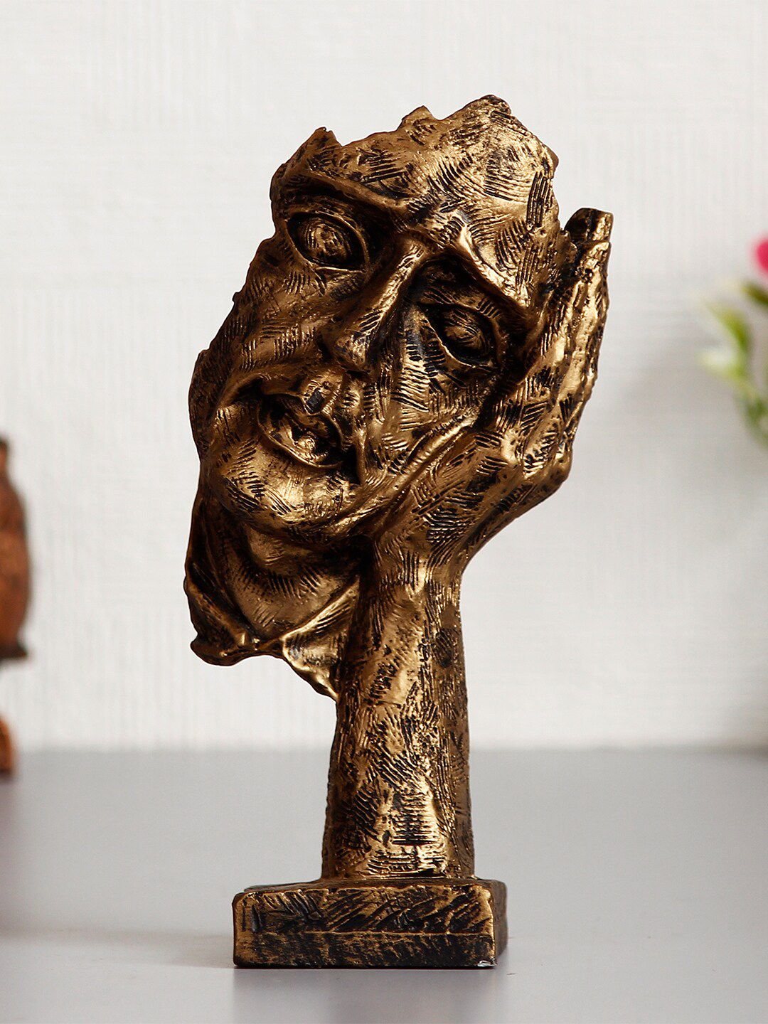 eCraftIndia Gold-Toned Handcrafted Thinking Man Face Showpiece Price in India