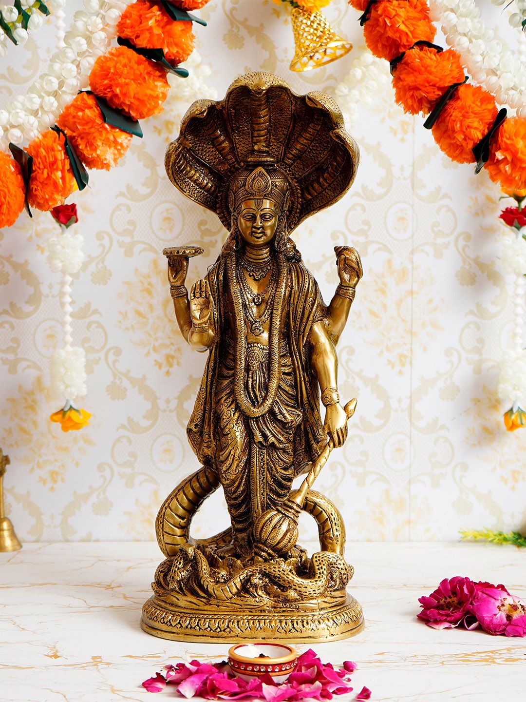eCraftIndia Gold-Toned Handcrafted Lord Vishnu Showpiece Price in India