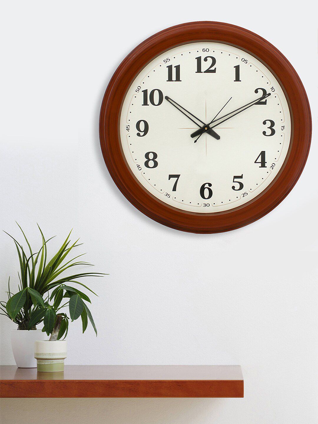 eCraftIndia Brown & Off White Traditional Wall Clock 50.8 cm Price in India