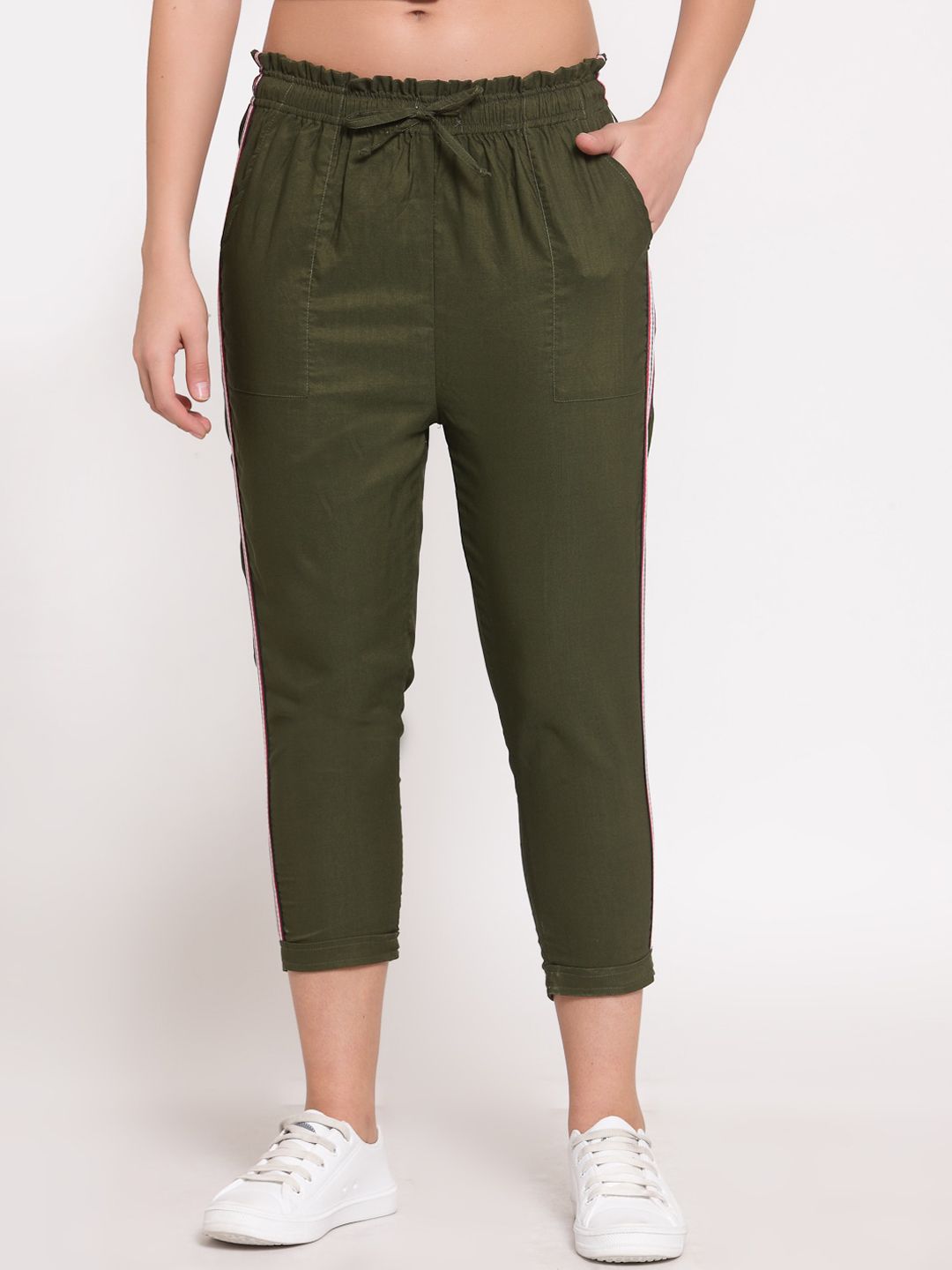 LUCERO Women Green Slim Fit Joggers Trousers Price in India