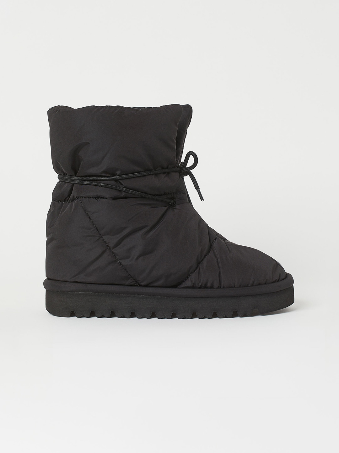 H&M Women Black Solid Mid-Top Ankle-Laced Nylon Boots Price in India