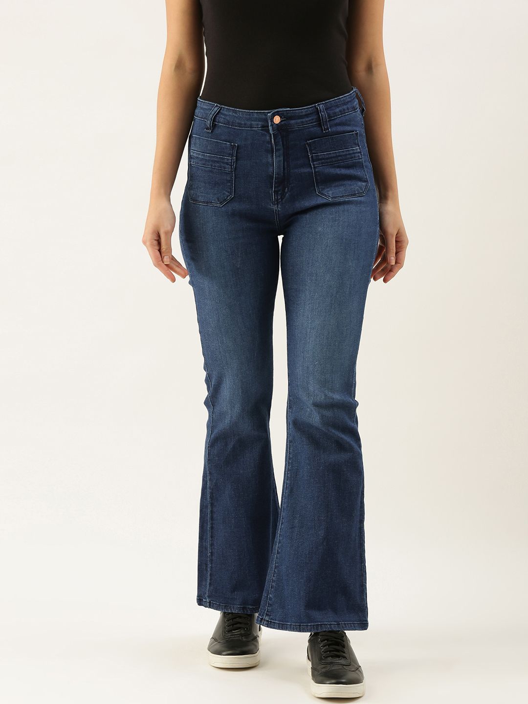 FOREVER 21 Women Blue Wide Leg Light Fade High Rise Stretchable Jeans Price in India