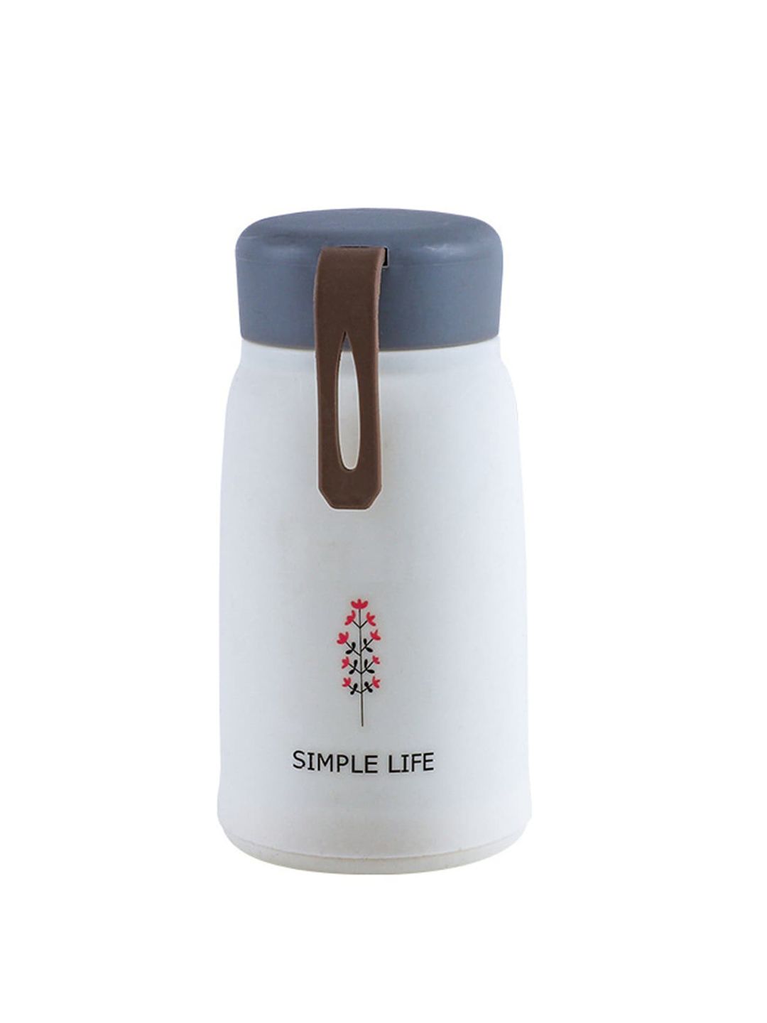 iSWEVEN Unisex White & Grey Printed Stainless Steel Water Bottle 380 ml Price in India