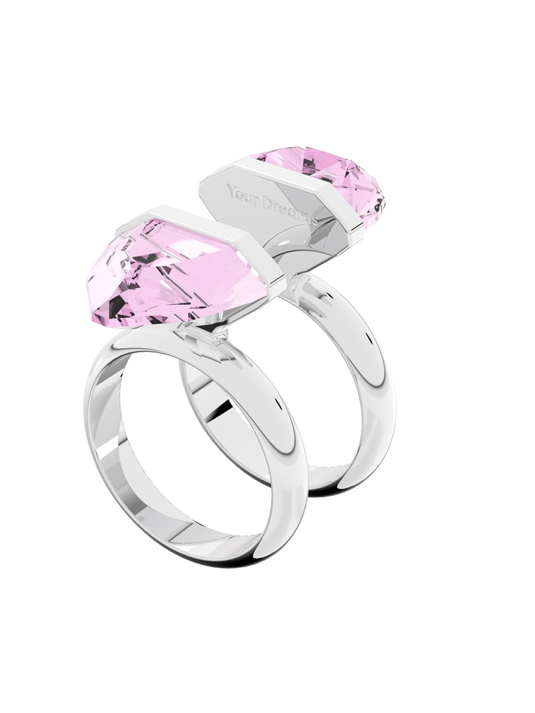 SWAROVSKI Pink Rhodium-Plated Magnetic Lucent Ring Price in India
