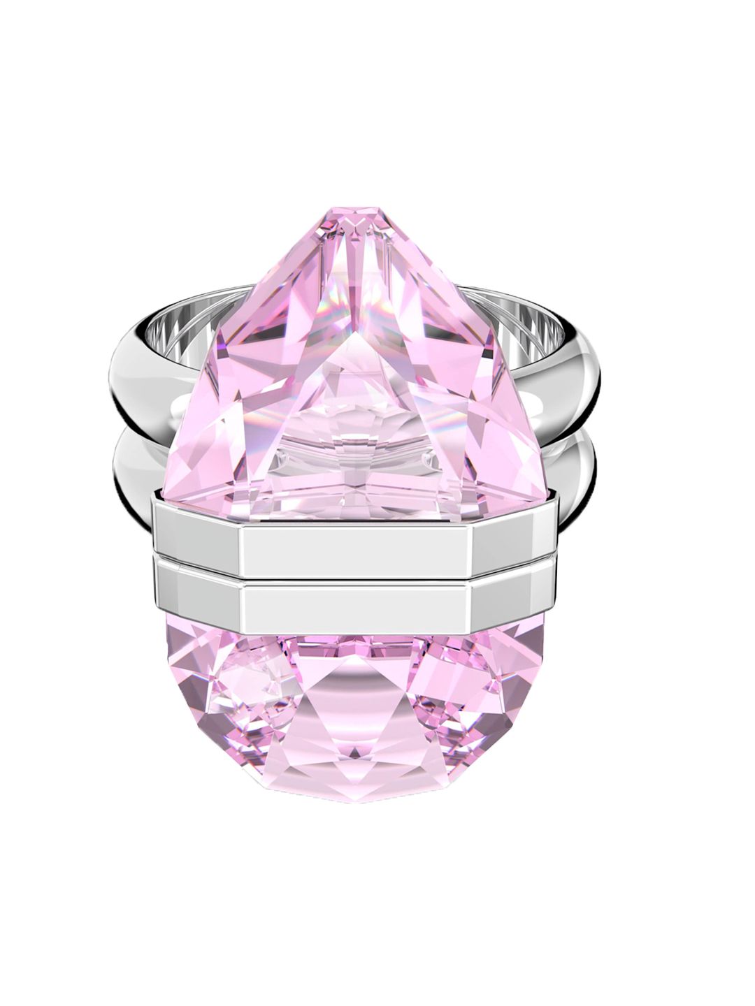 SWAROVSKI Woman Pink Rhodium plated Lucent Ring Price in India