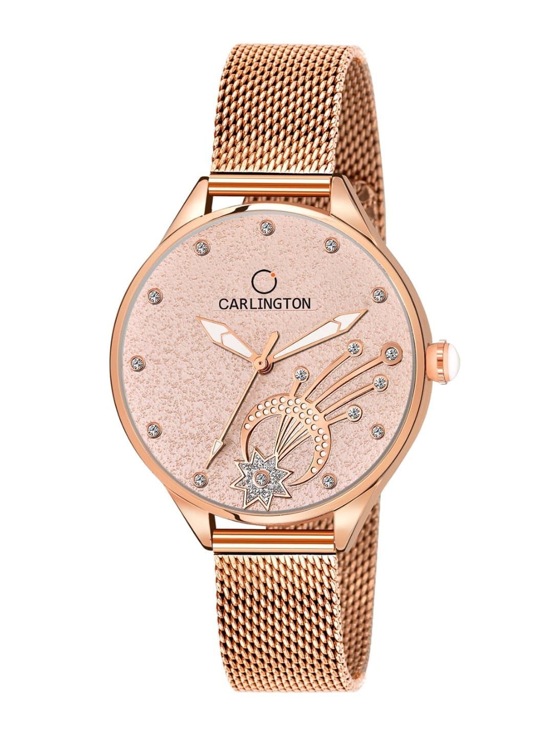 CARLINGTON Women Rose Gold-Toned Bracelet Style Analogue Watch Carlington CT2020 RoseGold Price in India