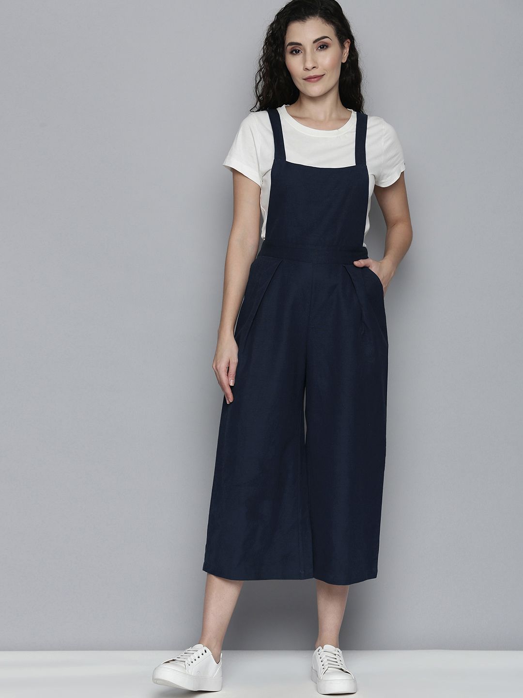 SCOUP Blue Linen Culotte Jumpsuit Price in India