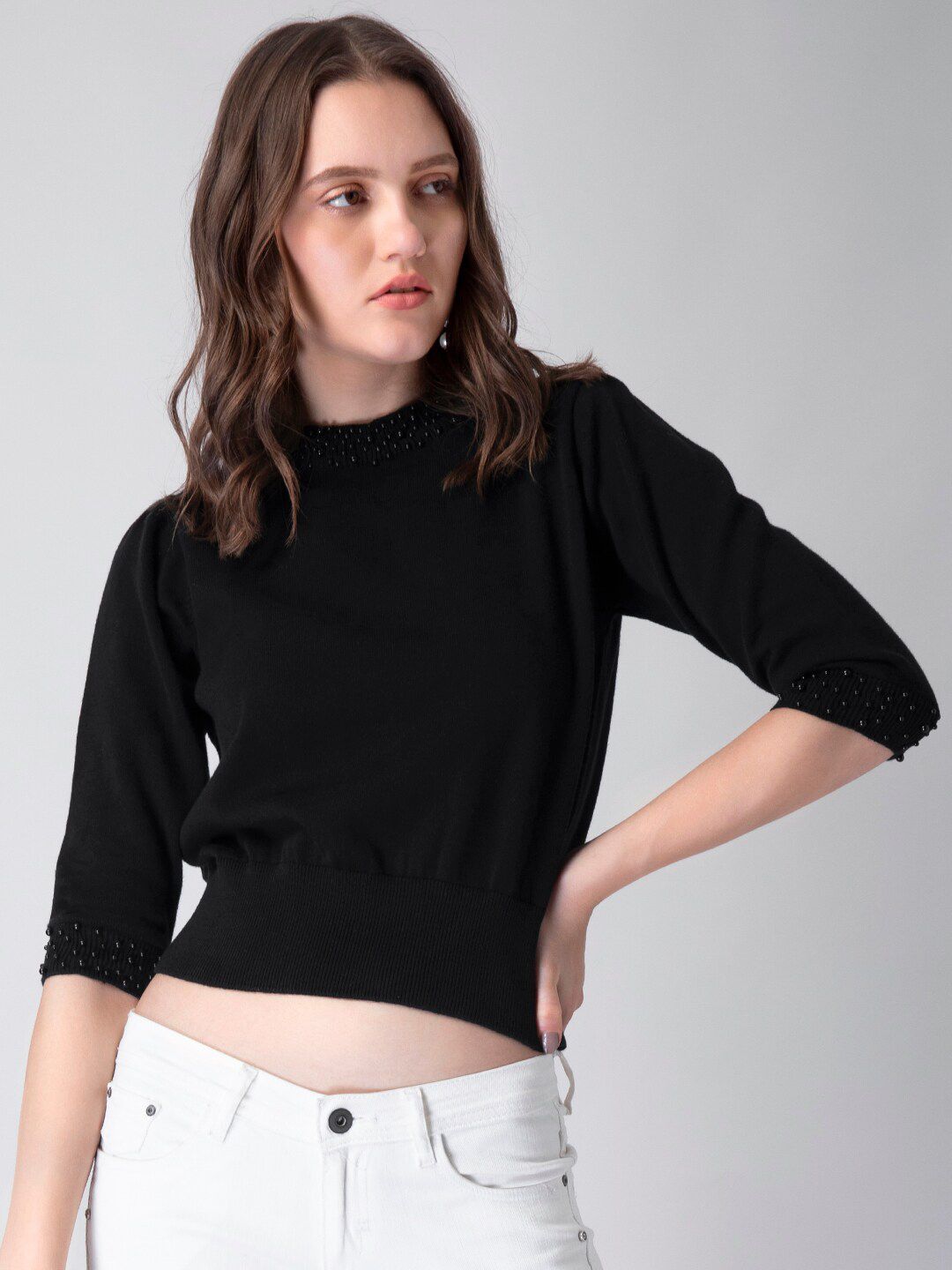 FabAlley Women Black Pullover Price in India