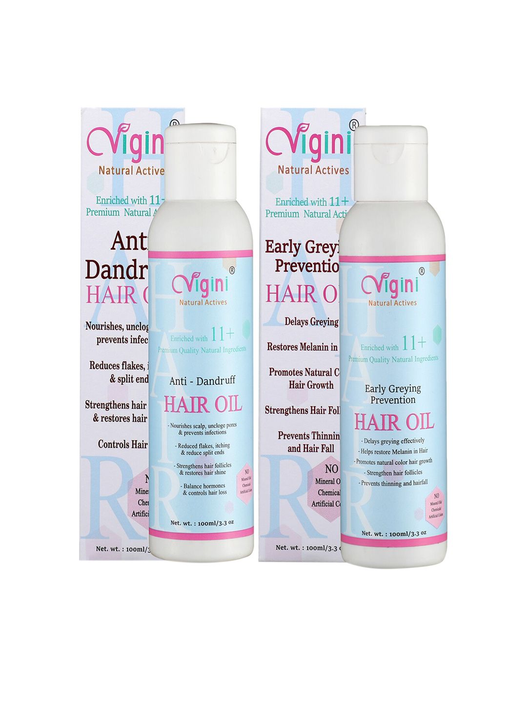 Vigini Pack of 2 Anti Dandruff & Early Greying Prevention Hair Oil - 100ml Each Price in India