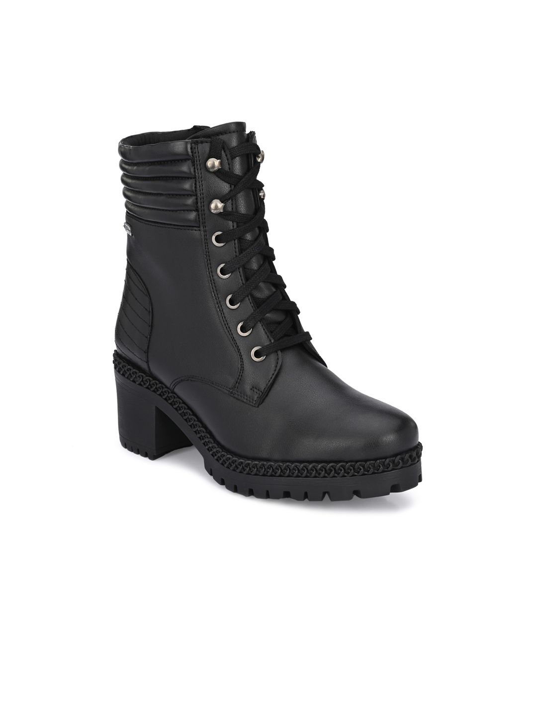 Delize Black High-Top Block Heeled Boots Price in India