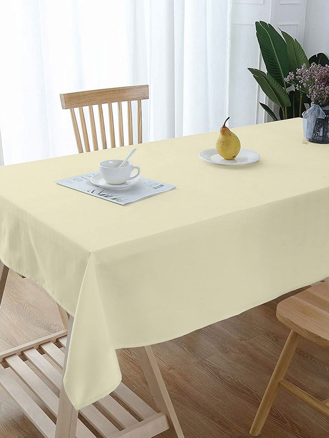 Lushomes Beige Classic Plain 6 Seater Dining Table Cloth Price in India