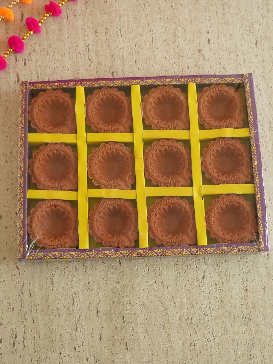 TIED RIBBONS Brown Set of 12 Handmade Clay Terracotta Diyas Price in India