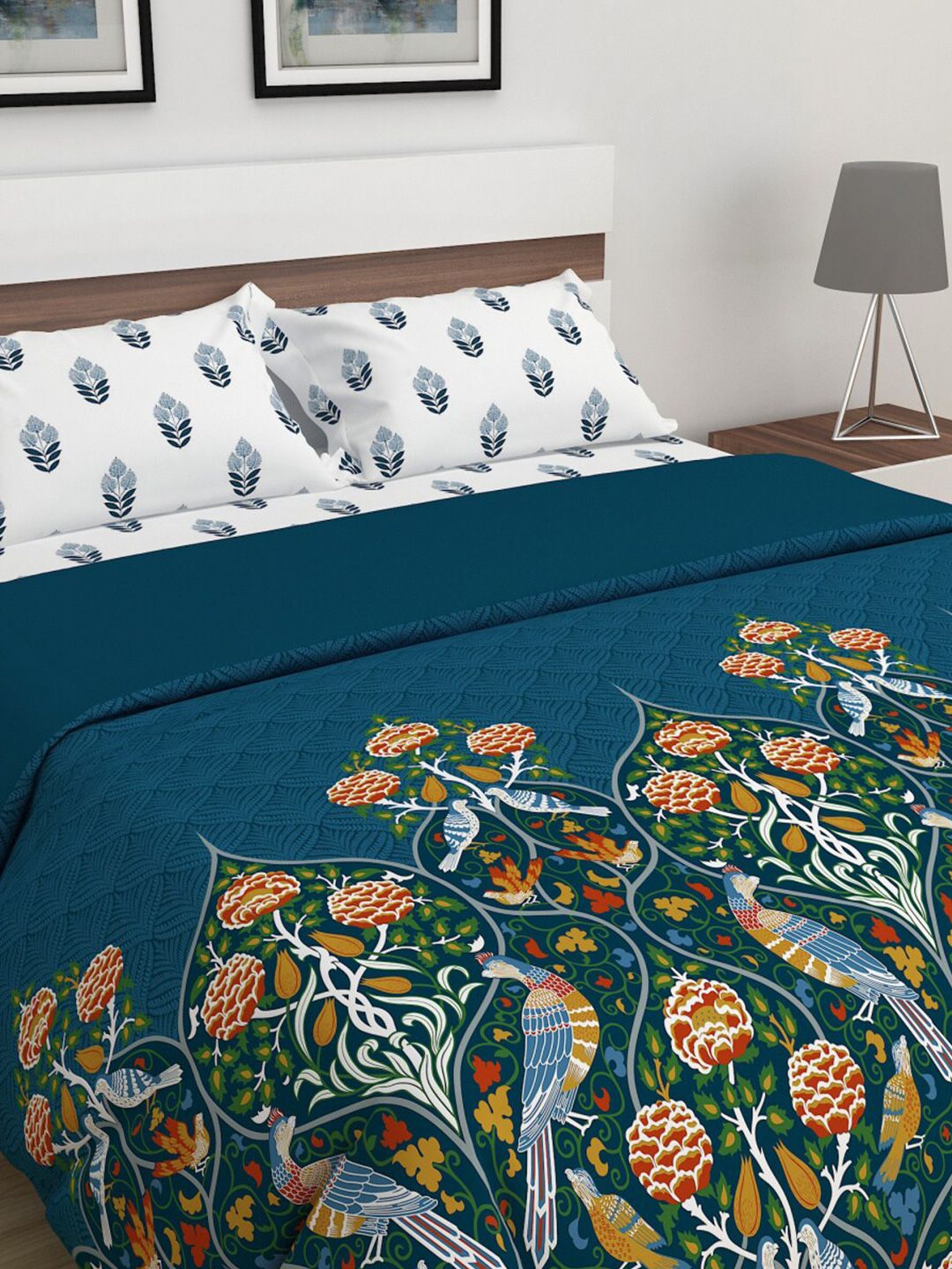 Home Centre Emerald Multicolour Floral Printed Cotton Double Bed In A Bag 4 Piece Set Price in India