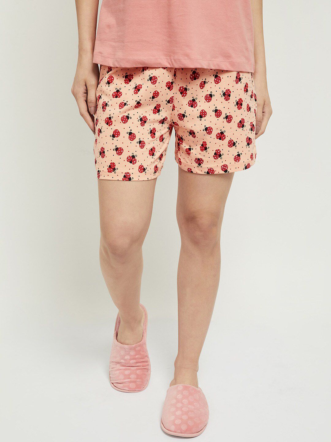 max Women Pink & Red Printed Lounge Shorts Price in India