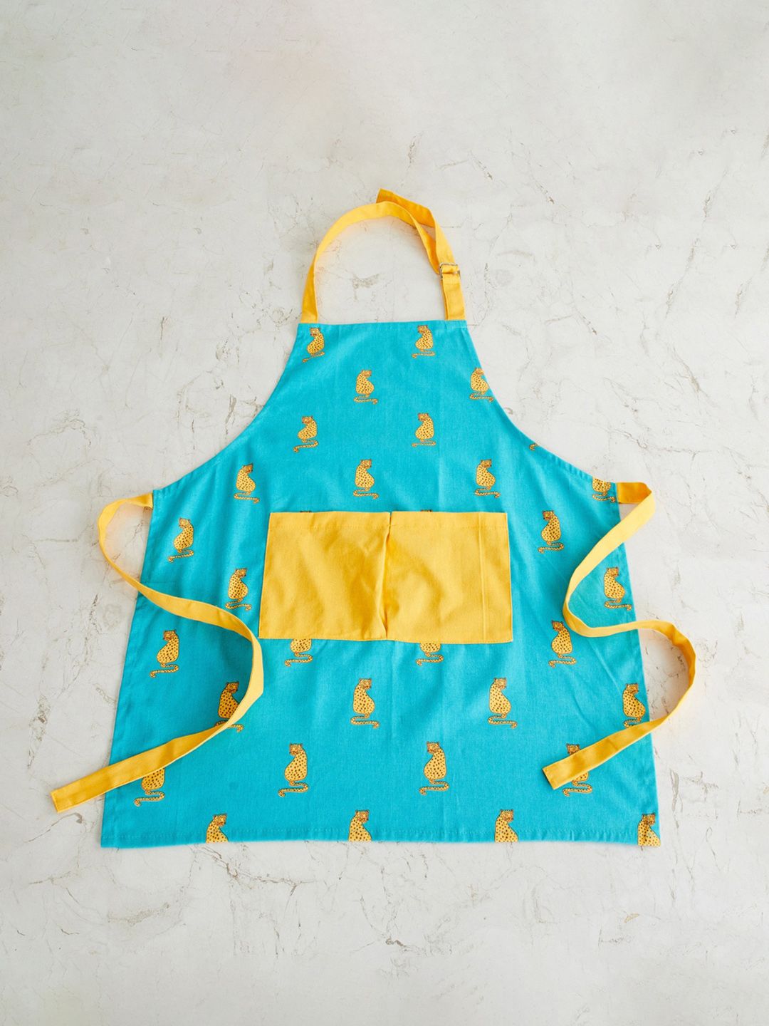 Home Centre Blue & Yellow Printed Cotton Apron Price in India