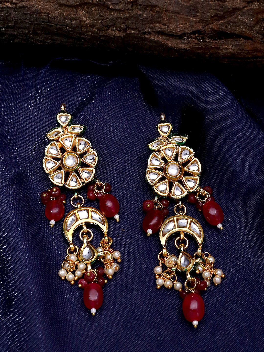 Shoshaa Red Contemporary Jhumkas Earrings Price in India