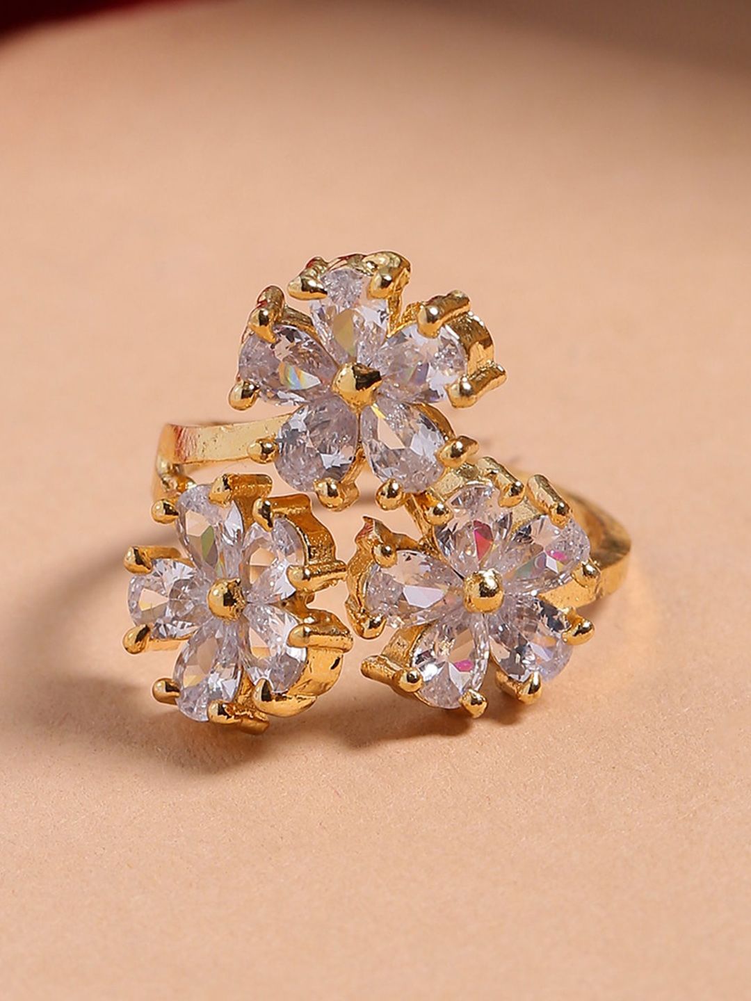 Shoshaa Gold-Toned Cubic Zirconia Finger Ring Price in India