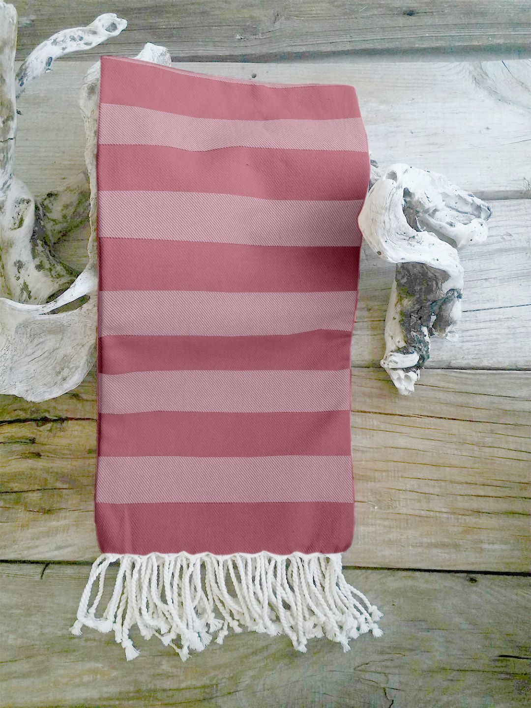 Lushomes Pink Striped Multipurpose Cotton Towel 76 x 152 cms Price in India