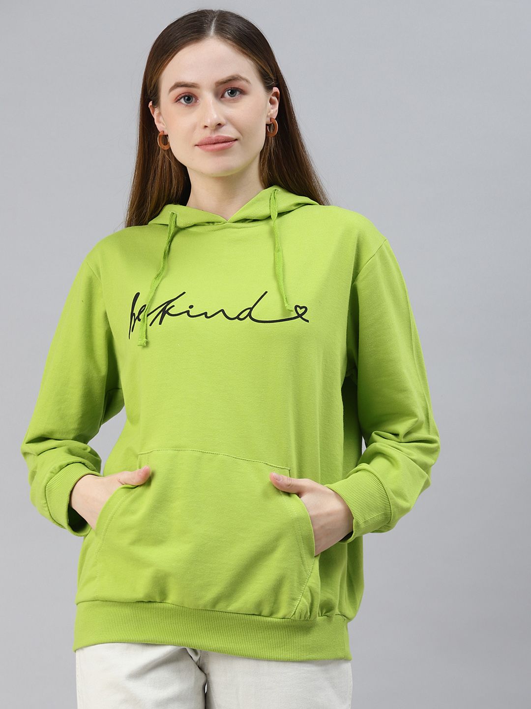 plusS Plus Size Women Green Printed Hooded Sweatshirt Price in India