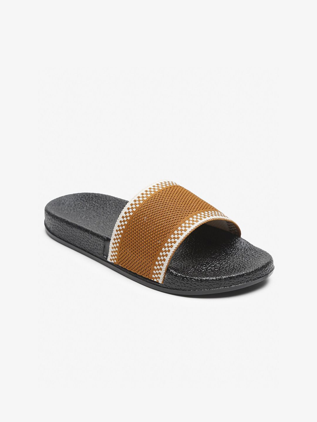 Misto Women Mustard & Black Sliders Price in India