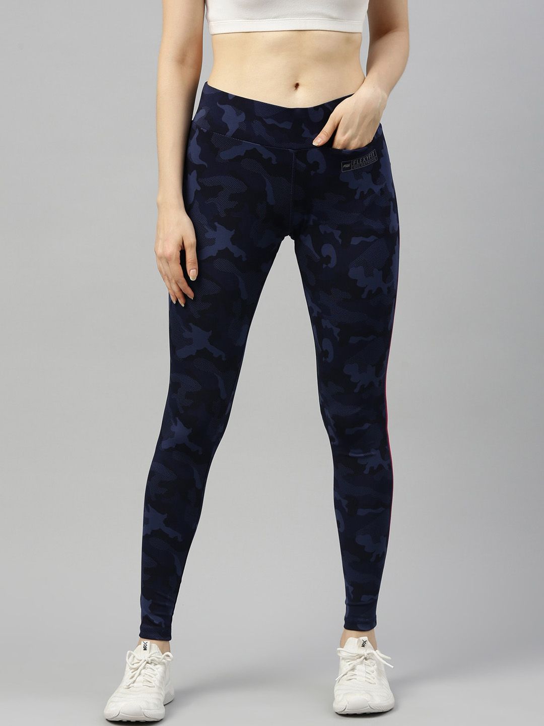 GOLDSTROMS Womens Navy Blue Polyester Printed Tights Price in India