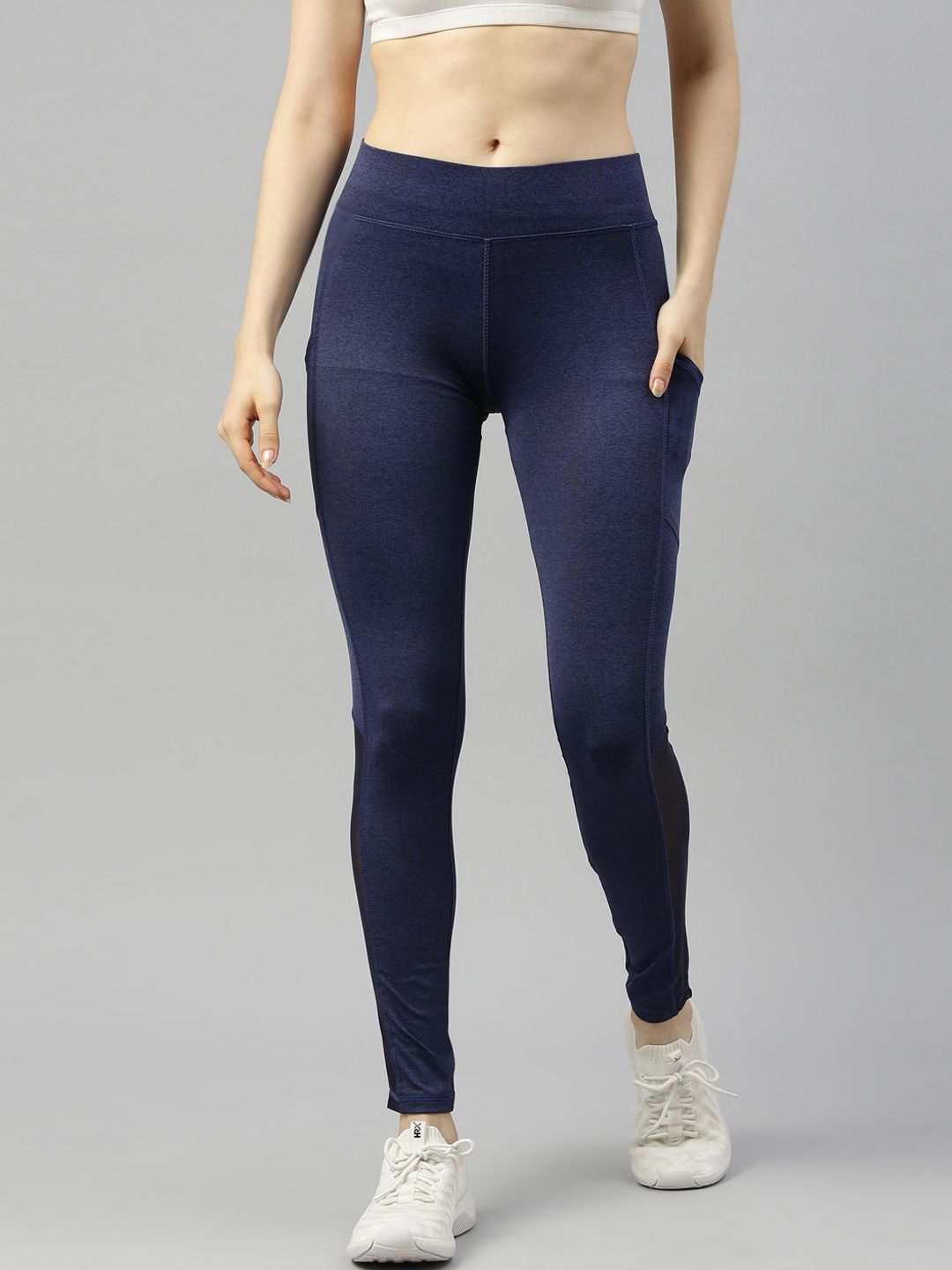 GOLDSTROMS Women Navy Blue Solid Skinny Fit Tights Price in India