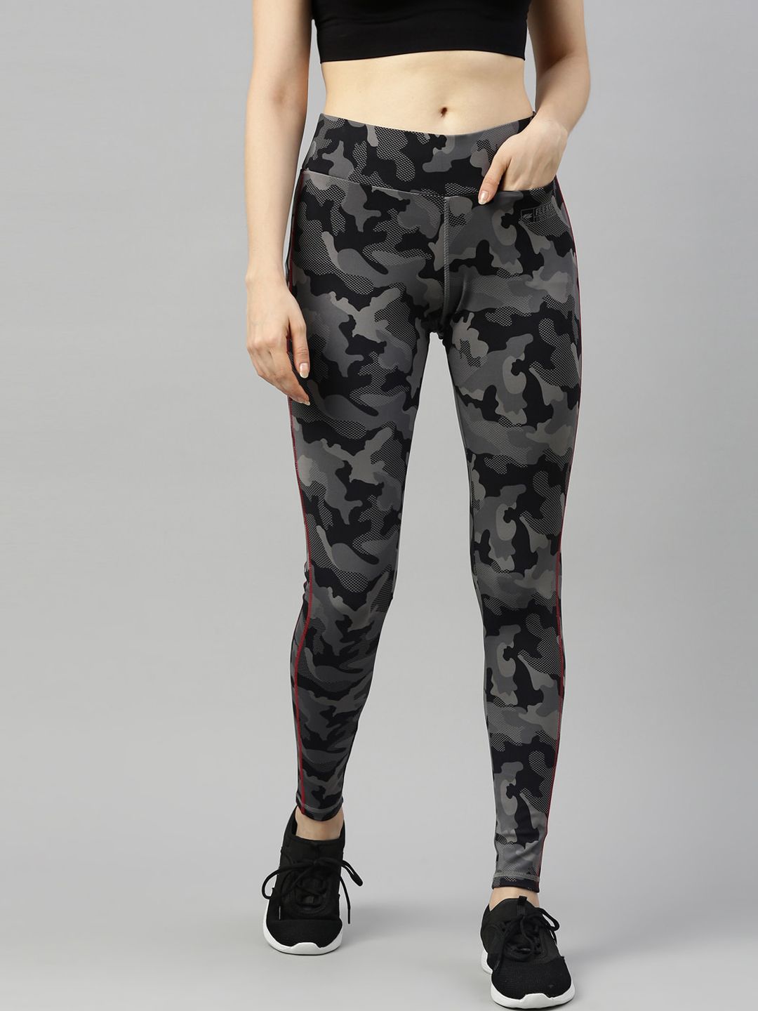 GOLDSTROMS Women Charcoal Grey Printed Tights Price in India