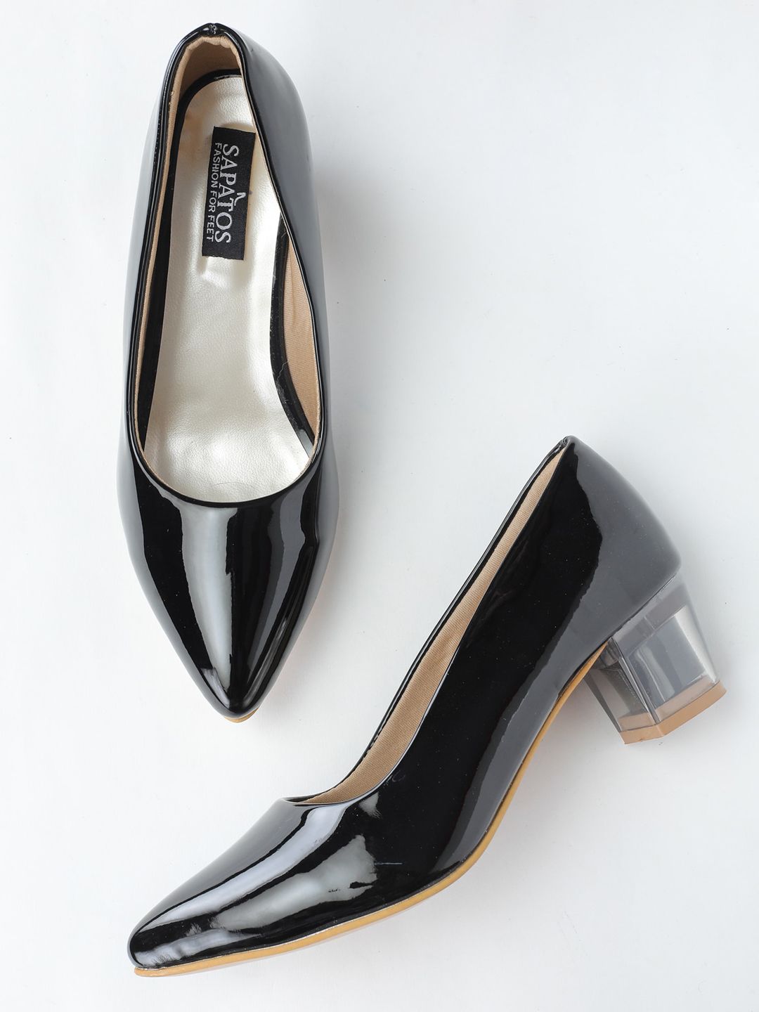 SAPATOS Black Block Pumps Price in India