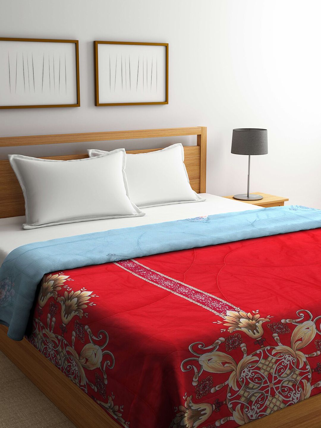 Arrabi Red & Blue Ethnic Motifs Mild Winter Double Bed Comforter Price in India