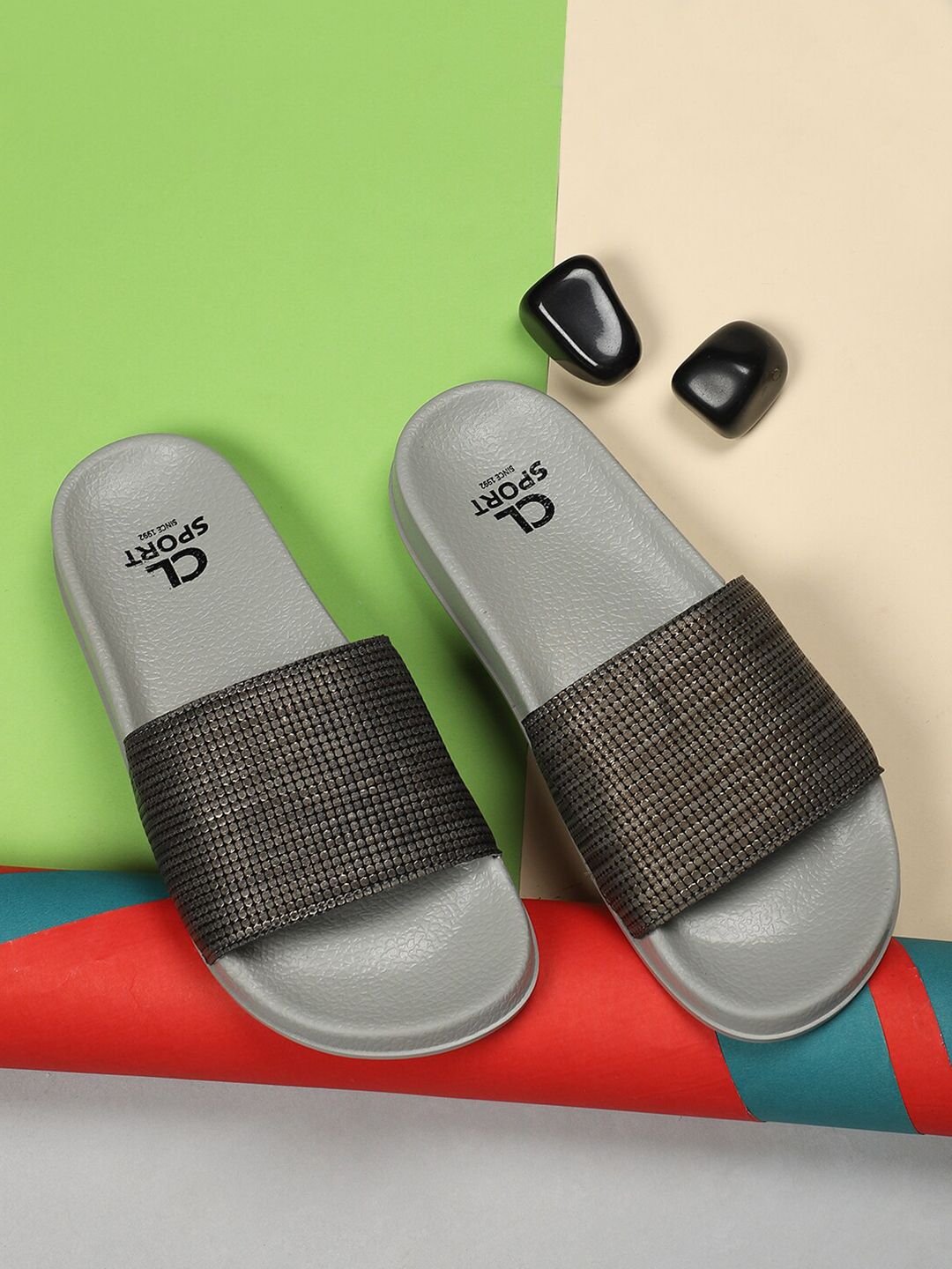 Carlton London sports Women Grey Sliders Price in India