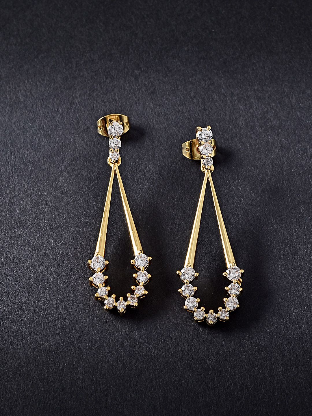 MINUTIAE Gold-Toned Teardrop Shaped Drop Earrings Price in India