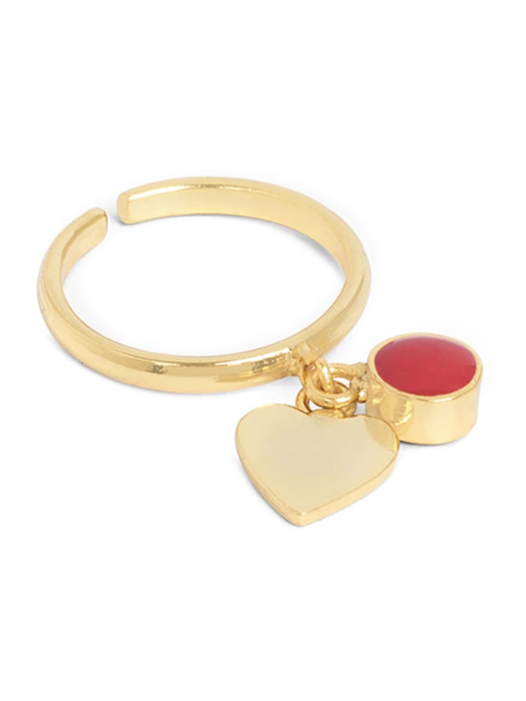 Mikoto by FableStreet 18K Gold Plated Heart Charm Red Enamelled Ring Price in India