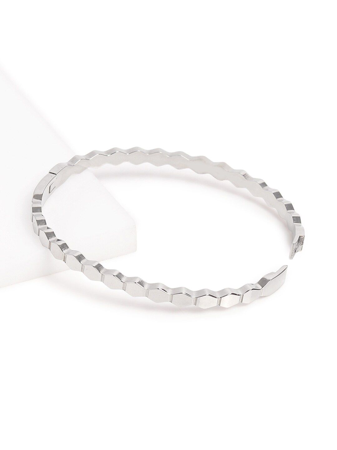 Mikoto by FableStreet Women Silver-Toned Silver-Plated Bangle-Style Bracelet Price in India