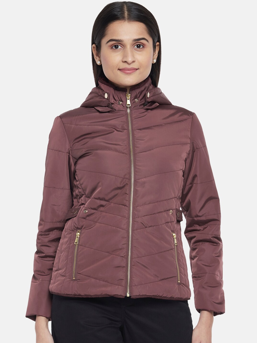Honey by Pantaloons Women Red Padded Jacket Price in India